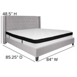 English Elm King Size Tufted Upholstered Platform Bed in Fabric with Memory Foam Mattress