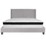 English Elm King Size Tufted Upholstered Platform Bed in Fabric with Memory Foam Mattress