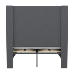 English Elm Twin Size Tufted Upholstered Platform Bed in Fabric with Memory Foam Mattress