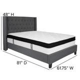 English Elm Full Size Tufted Upholstered Platform Bed in Fabric with Memory Foam Mattress