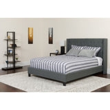 English Elm Full Size Tufted Upholstered Platform Bed in Fabric with Memory Foam Mattress