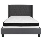 English Elm Full Size Tufted Upholstered Platform Bed in Fabric with Memory Foam Mattress