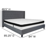 English Elm King Size Tufted Upholstered Platform Bed in Fabric with Memory Foam Mattress