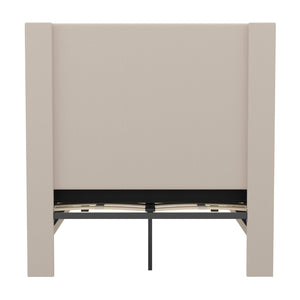 English Elm Twin Size Tufted Upholstered Platform Bed in Fabric with Pocket Spring Mattress