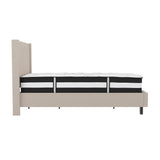 English Elm Twin Size Tufted Upholstered Platform Bed in Fabric with Pocket Spring Mattress