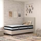 English Elm Twin Size Tufted Upholstered Platform Bed in Fabric with Pocket Spring Mattress