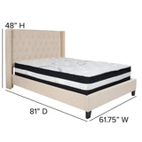 English Elm Full Size Tufted Upholstered Platform Bed in Fabric with Pocket Spring Mattress