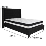 English Elm Full Size Tufted Upholstered Platform Bed in Fabric with Pocket Spring Mattress