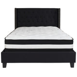 English Elm Full Size Tufted Upholstered Platform Bed in Fabric with Pocket Spring Mattress