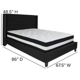 English Elm Queen Size Tufted Upholstered Platform Bed in Fabric with Pocket Spring Mattress