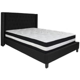 English Elm Queen Size Tufted Upholstered Platform Bed in Fabric with Pocket Spring Mattress