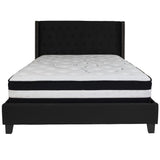 English Elm Queen Size Tufted Upholstered Platform Bed in Fabric with Pocket Spring Mattress