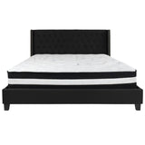 English Elm King Size Tufted Upholstered Platform Bed in Fabric with Pocket Spring Mattress