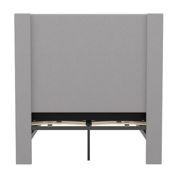 English Elm Twin Size Tufted Upholstered Platform Bed in Fabric with Pocket Spring Mattress