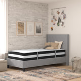 English Elm Twin Size Tufted Upholstered Platform Bed in Fabric with Pocket Spring Mattress