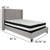 English Elm Full Size Tufted Upholstered Platform Bed in Fabric with Pocket Spring Mattress