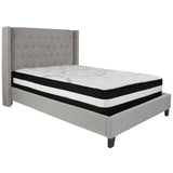 English Elm Full Size Tufted Upholstered Platform Bed in Fabric with Pocket Spring Mattress