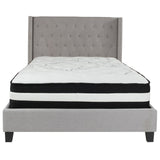 English Elm Full Size Tufted Upholstered Platform Bed in Fabric with Pocket Spring Mattress