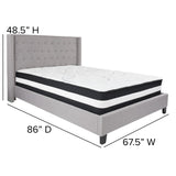 English Elm Queen Size Tufted Upholstered Platform Bed in Fabric with Pocket Spring Mattress