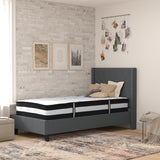 English Elm Twin Size Tufted Upholstered Platform Bed in Fabric with Pocket Spring Mattress