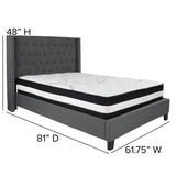 English Elm Full Size Tufted Upholstered Platform Bed in Fabric with Pocket Spring Mattress