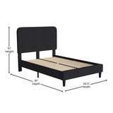 English Elm Full Fabric Upholstered Platform Bed - Headboard with Rounded Edges - No Box Spring or Foundation Needed