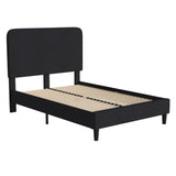 English Elm Full Fabric Upholstered Platform Bed - Headboard with Rounded Edges - No Box Spring or Foundation Needed