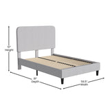 English Elm Full Fabric Upholstered Platform Bed - Headboard with Rounded Edges - No Box Spring or Foundation Needed