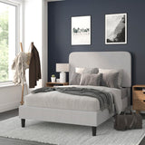 English Elm Full Fabric Upholstered Platform Bed - Headboard with Rounded Edges - No Box Spring or Foundation Needed