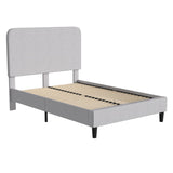 English Elm Full Fabric Upholstered Platform Bed - Headboard with Rounded Edges - No Box Spring or Foundation Needed