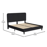 English Elm King Fabric Upholstered Platform Bed - Headboard with Rounded Edges - No Box Spring or Foundation Needed