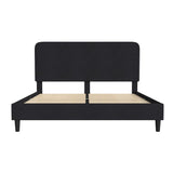 English Elm King Fabric Upholstered Platform Bed - Headboard with Rounded Edges - No Box Spring or Foundation Needed