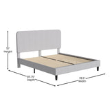 English Elm King Fabric Upholstered Platform Bed - Headboard with Rounded Edges - No Box Spring or Foundation Needed