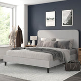 English Elm King Fabric Upholstered Platform Bed - Headboard with Rounded Edges - No Box Spring or Foundation Needed