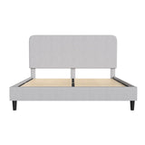 English Elm King Fabric Upholstered Platform Bed - Headboard with Rounded Edges - No Box Spring or Foundation Needed