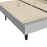 English Elm King Fabric Upholstered Platform Bed - Headboard with Rounded Edges - No Box Spring or Foundation Needed