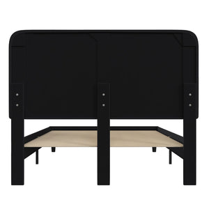 English Elm Queen Fabric Upholstered Platform Bed - Headboard with Rounded Edges - No Box Spring or Foundation Needed