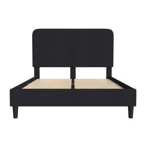 English Elm Queen Fabric Upholstered Platform Bed - Headboard with Rounded Edges - No Box Spring or Foundation Needed