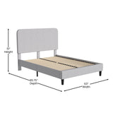 English Elm Queen Fabric Upholstered Platform Bed - Headboard with Rounded Edges - No Box Spring or Foundation Needed