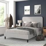 English Elm Queen Fabric Upholstered Platform Bed - Headboard with Rounded Edges - No Box Spring or Foundation Needed