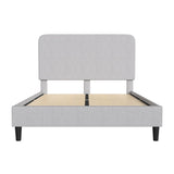 English Elm Queen Fabric Upholstered Platform Bed - Headboard with Rounded Edges - No Box Spring or Foundation Needed