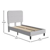 English Elm Twin Fabric Upholstered Platform Bed - Headboard with Rounded Edges - No Box Spring or Foundation Needed