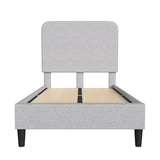 English Elm Twin Fabric Upholstered Platform Bed - Headboard with Rounded Edges - No Box Spring or Foundation Needed