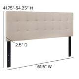 English Elm Tufted Upholstered Queen Size Headboard in Fabric