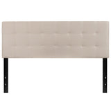 English Elm Tufted Upholstered Queen Size Headboard in Fabric