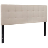 English Elm Tufted Upholstered Queen Size Headboard in Fabric