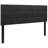 English Elm Tufted Upholstered Queen Size Headboard in Fabric