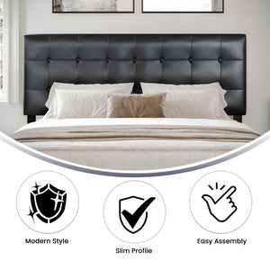 English Elm Tufted Upholstered Queen Size Headboard in Vinyl