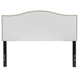 English Elm Upholstered Full Size Headboard with Accent Nail Trim in Fabric