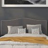 English Elm Upholstered Queen Size Headboard with Accent Nail Trim in Fabric